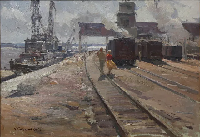 NIKOLI SAVEELIEV. View of a railway station.
