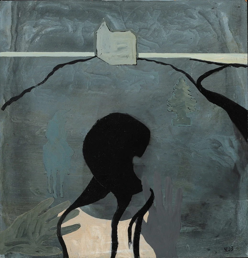YVONNE LARSSON. "Förberedelse", olja på pannå, monogramsignerad och daterad 2003. — Engravings & Prints — Göteborgs Auktionsverk