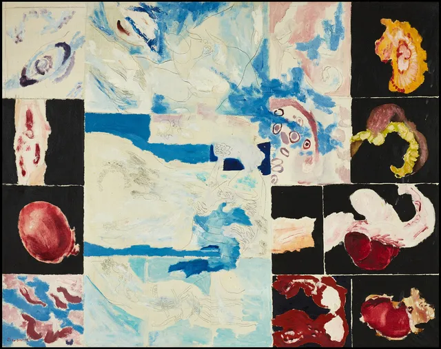 GÖSTA GIEROW (1931-2011), Komposition, signerad och daterad "Gierow -65", blandteknik.