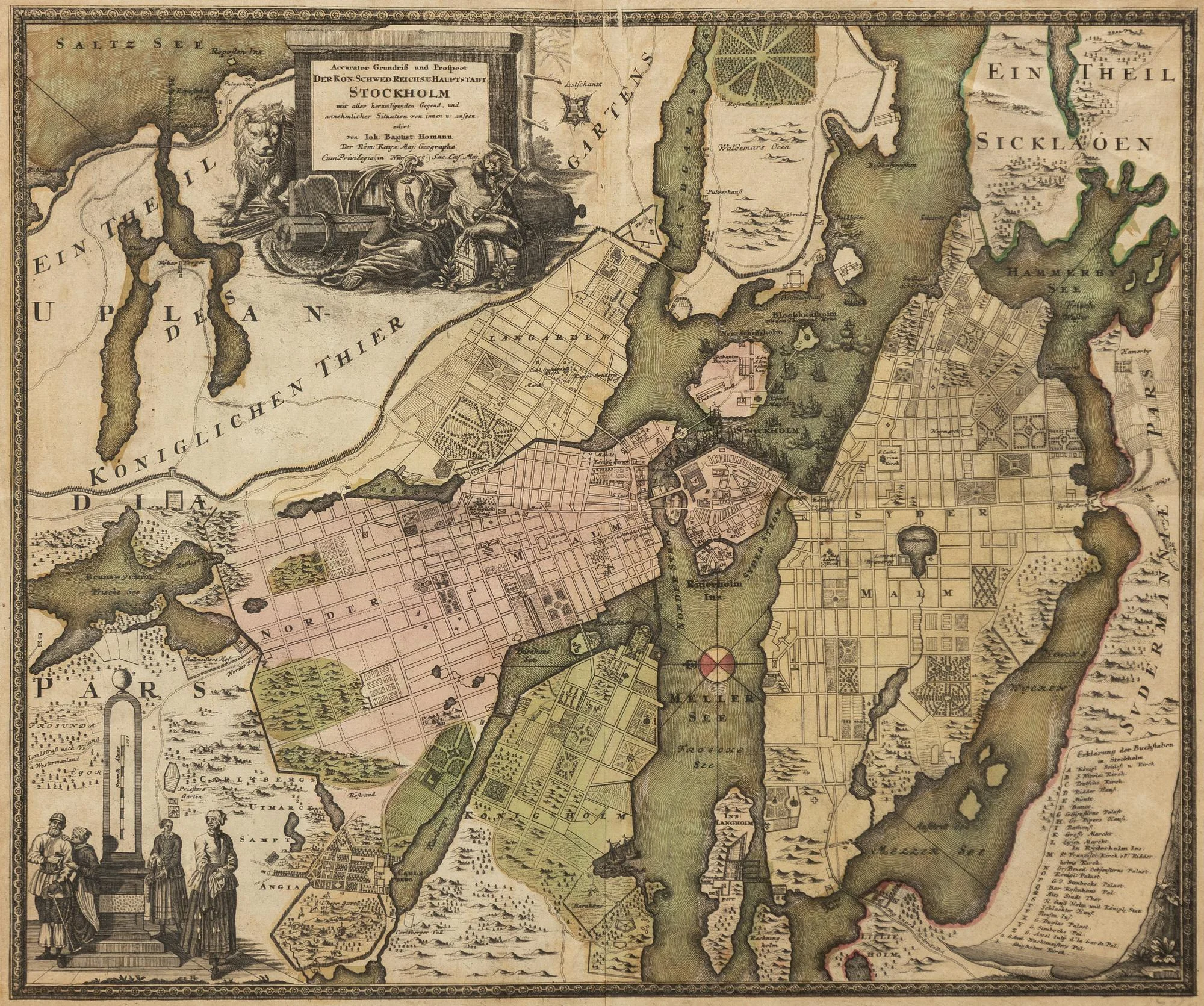 Johann Baptist Homann, Karta, kopparstick, 1700-tal, "Stockholm". — Konst/Grafik — Bukowskis