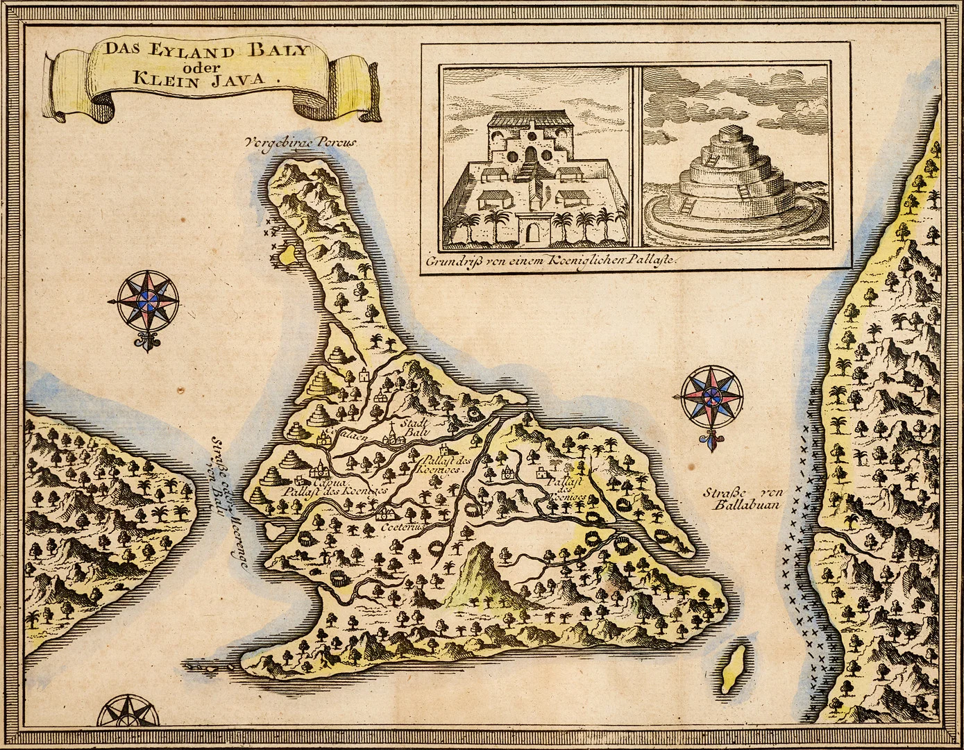 KARTA, över BALI, ”Das eyland Baly oder Klein Java”, Jacques Nicolas Bellin (1703–1772), handkolorerad. — Maps — Crafoord Auktioner Stockholm