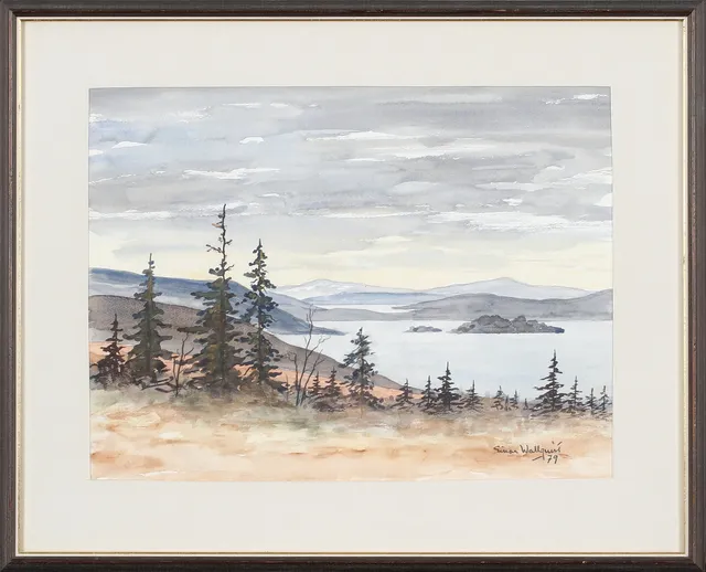 EINAR WALLQUIST. Vy över fjällsjö, akvarell på papper, signerad och daterad 79.