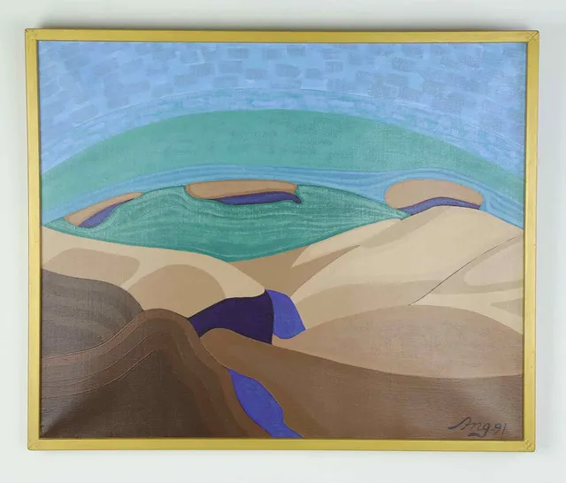 ARNE NORBERG. olja på duk, "Vid stranden", signerad, daterad 91.