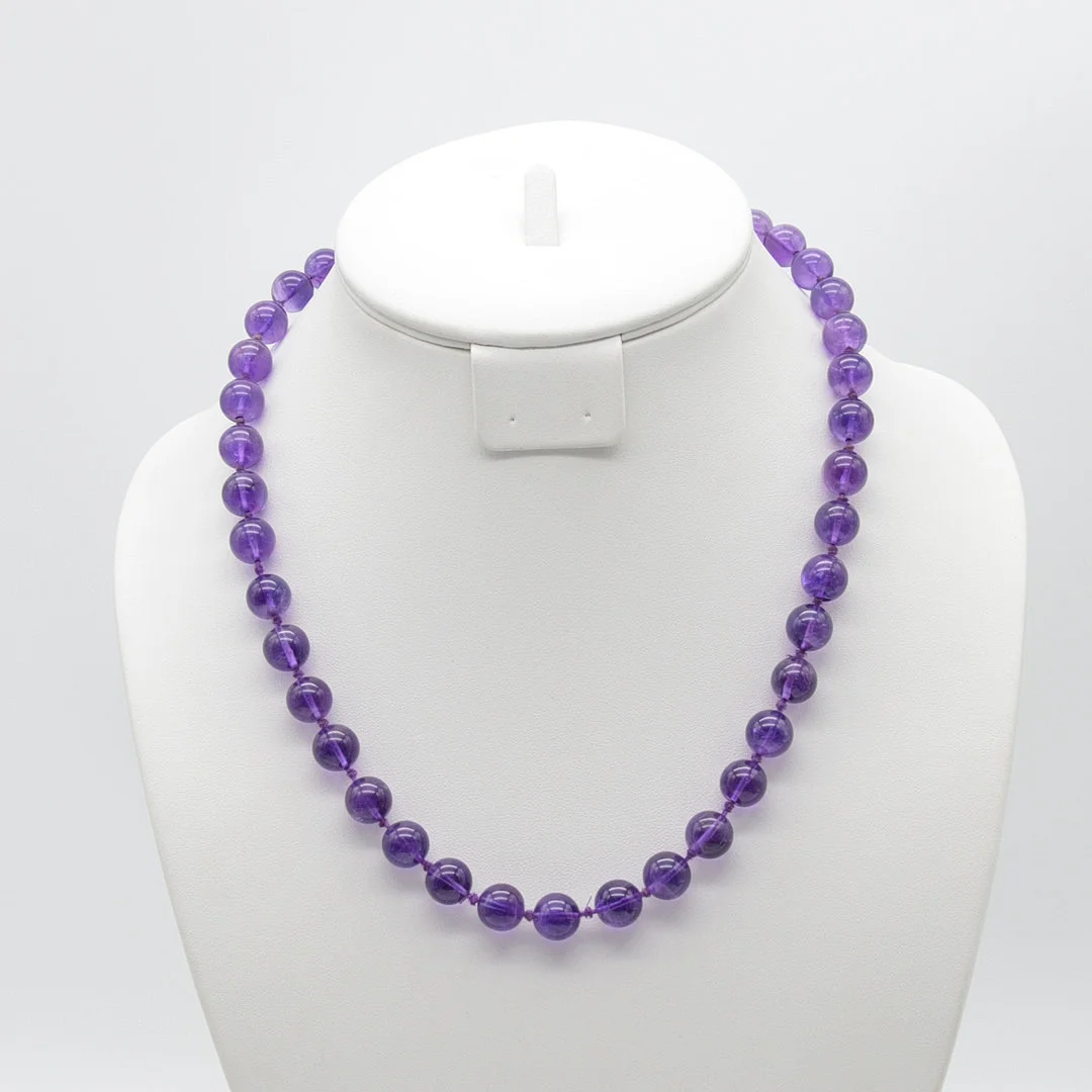 EDELSTEIN COLLIER AUS AMTHEYST, POLIERT, VINTAGE, CA. 50CM. — Necklace — Kunst- und Auktionshaus Kleinhenz