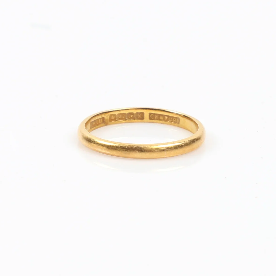 22CT GOLD VINTAGE WEDDING RING. — Rings — Bishop & Miller
