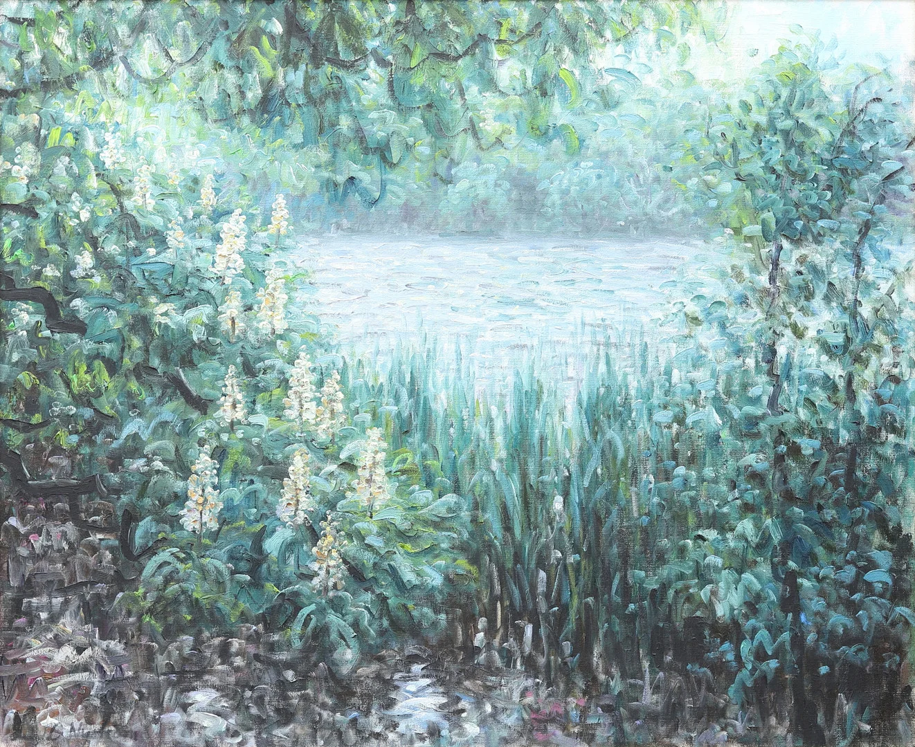 CONNY NYSTRÖM (FÖDD 1943). "Blommande kastanj", olja på duk, signerad. — Paintings — Garpenhus Auktioner