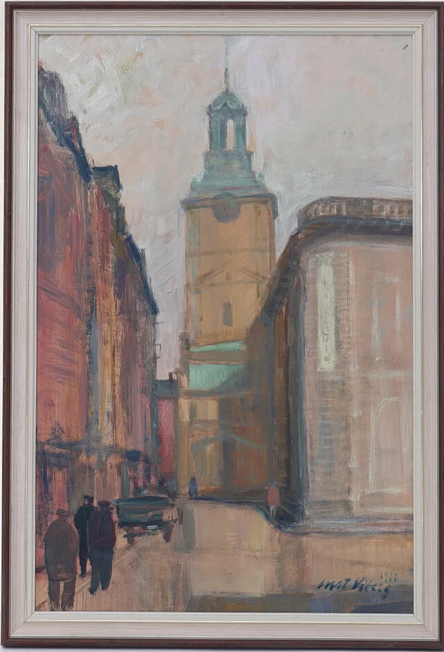 CURT VIBERG. olja på , Stockholmsmotiv, signerad och daterad 1960. — Paintings — Falun Auktionsbyrå