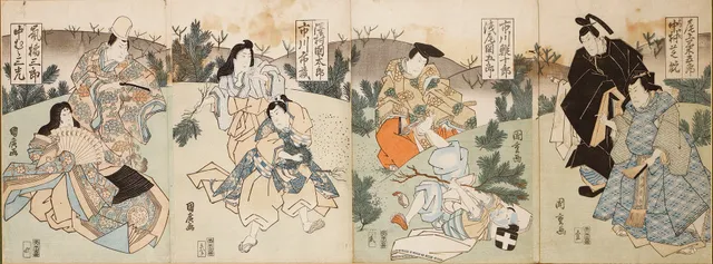 UTAGAWA KUNISADA (1786-1865). ATRIBUIDO. Escenas de kabuki.