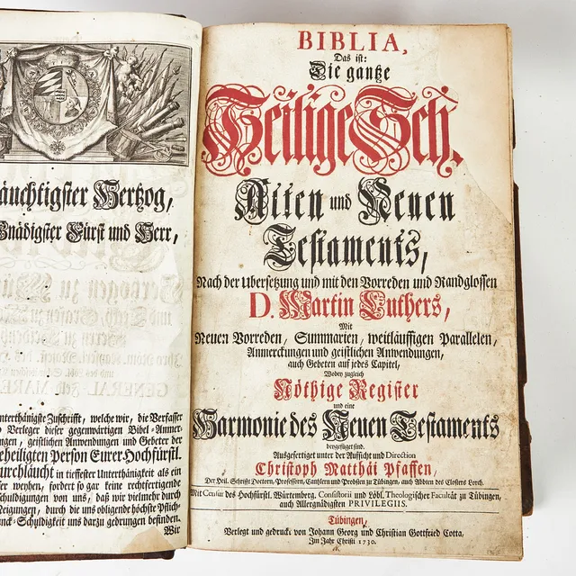 LUTHERS STORA ILLUSTRERADE BIBEL, TRYCKT I TÜBINGEN 1730.