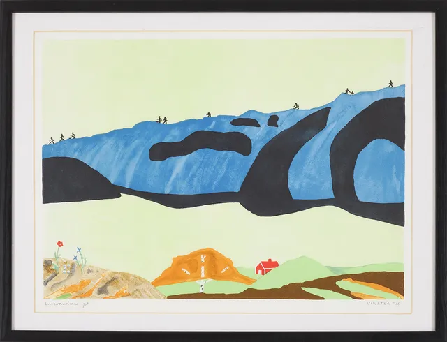 HANS VIKSTEN (1926-1987). "Livsvandrare", färglitografi, signerad, daterad -76.