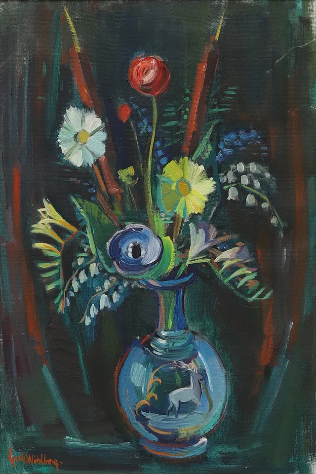 GERHARD WIHLBORG. BLOMSTERSTILLEBEN, signerad.