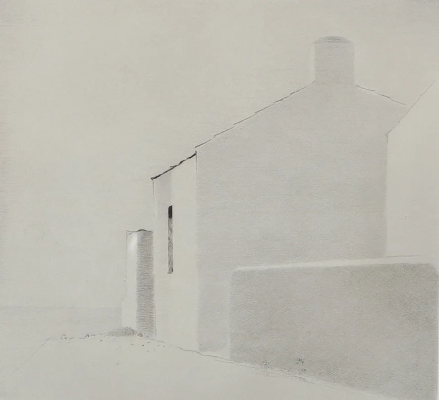 GUNNAR NORRMAN. "Hus vid havet", torrnål, signerad G. Norrman 1975. — Engravings & Prints — Helsingborgs Auktionskammare