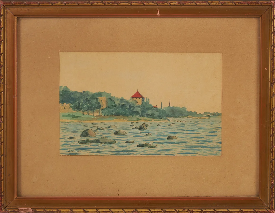 OSKAR BERGMAN. Visby, akvarell på papper, monogramsignerad. — Paintings — Stockholms Auktionsverk Sickla