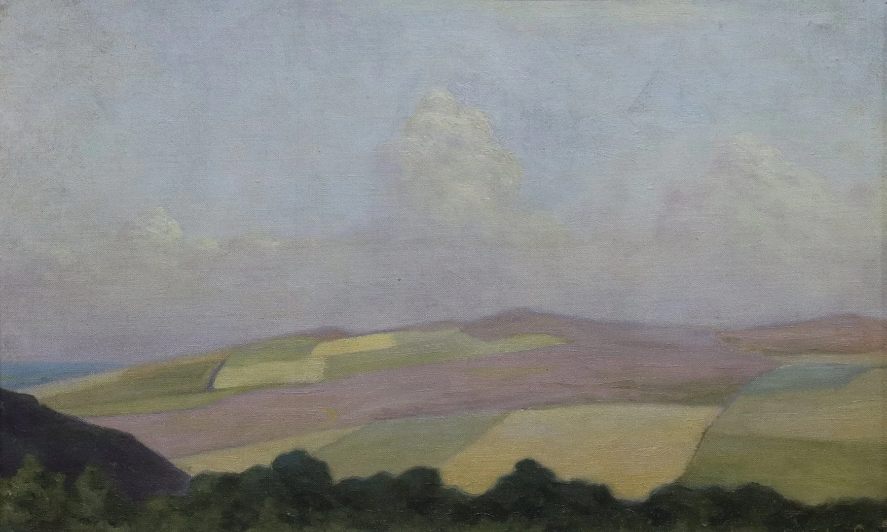 OSSIAN GYLLENBERG. olja på pannå, "Motiv från Romeleåsen". — Paintings — Markus Auktioner