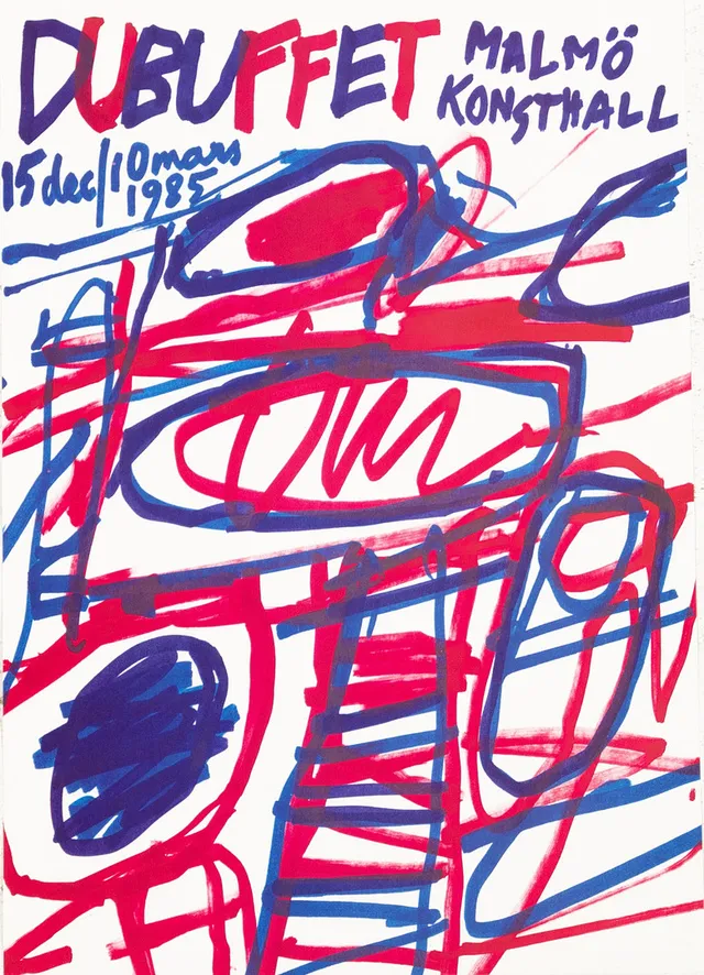 JEAN DUBUFFET. utställningsaffisch, Malmö Konsthall, 1985.