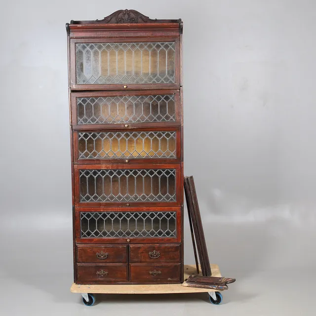 GLOBE WERNICKE STYLE MAHOGANY STACKING BOOKCASE.