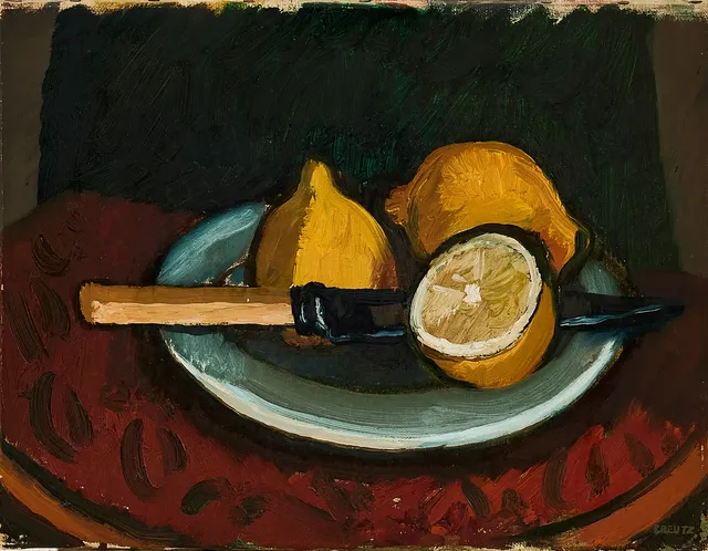 MAGNUS CREUTZ (1909-1989) "Citroner på fat", oljemålning på duk, signerad Creutz.
