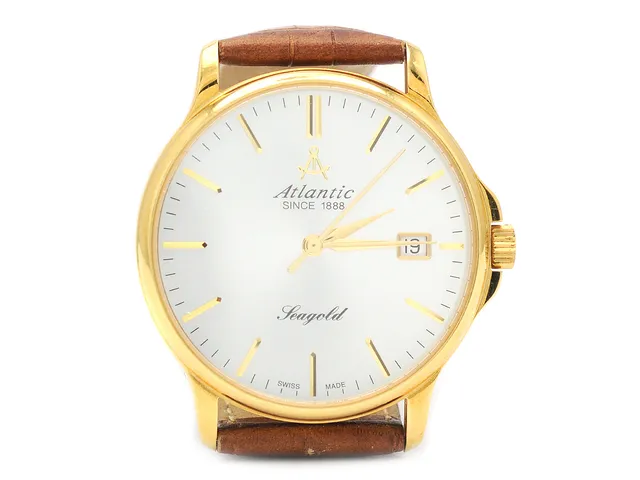 ATLANTIC, Seagold, Cal ETA, Ref nr. 95341.68, herrur, 36 mm, 18K guld, quartz, safirglas, datum, läderband, originalspänne i gulmetall, ca 2007.