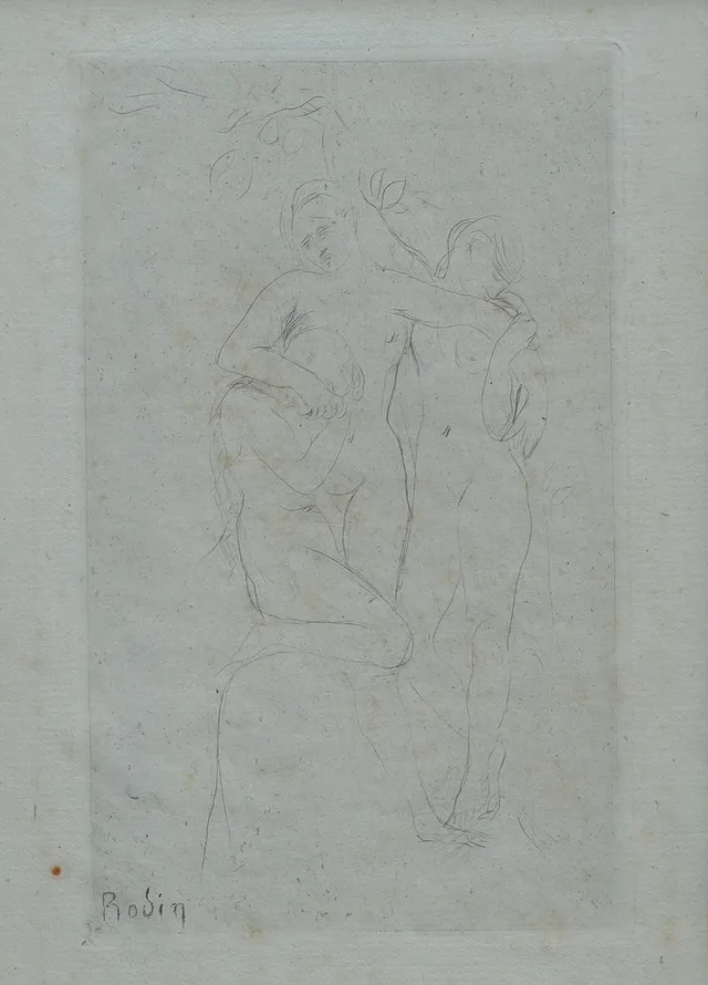 AUGUSTE RODIN 1840-1917. TORRNÅLSGRAVYR, "AMES DU PURGATOIRE", SIGNERAD I PLÅTEN, 1893.