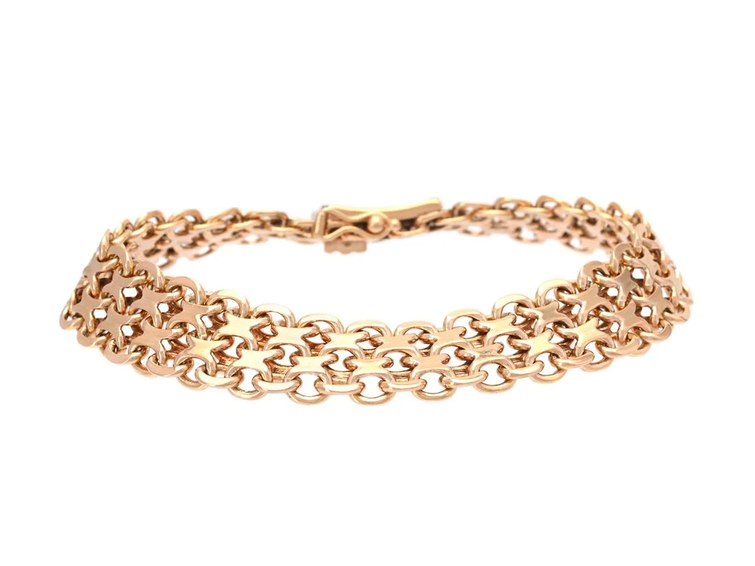 ARMBAND, 18K guld, X-länk, längd 18 cm, vikt 27,9 g. — Smycken/Armband — Kaplans