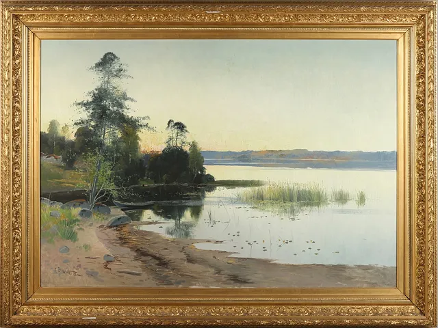 CARL BRANDT. ''Aftonstämning från Mälaren'', signerad och daterad -98, olja på duk.