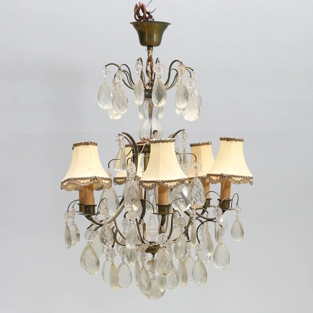 TAKLAMPA, Med prismor, 1900-tal. — Ceiling lights — Gomér & Andersson Jönköping