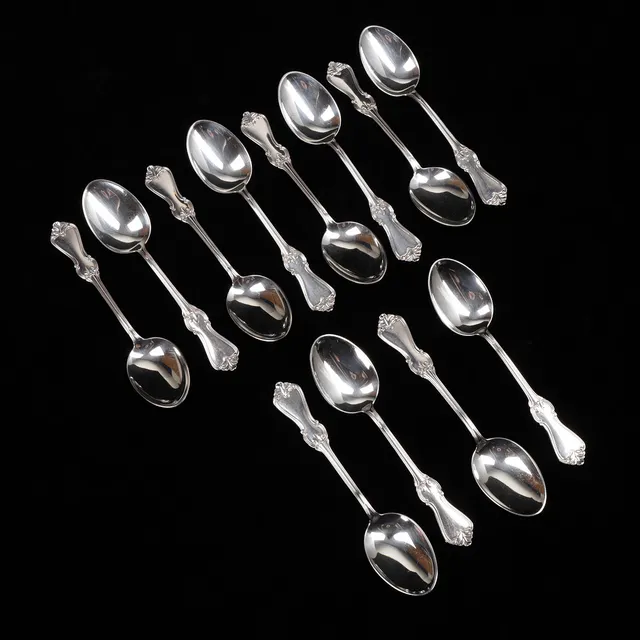 SKEDAR, 12 st, silver, "Olga", GAB, Stockholm 1956, vikt 462 gram.