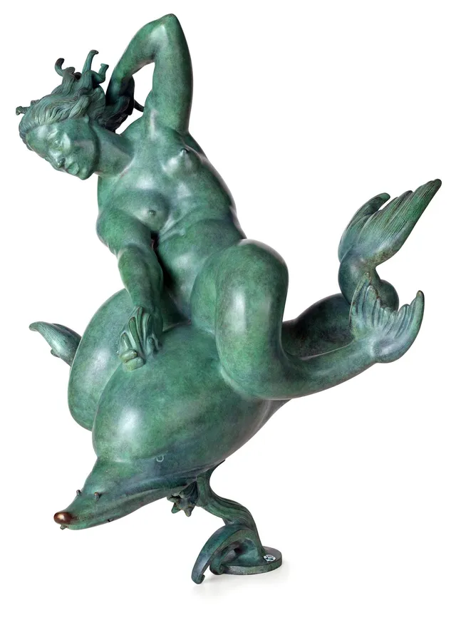 Carl Milles, Solglitter", "Najad på delfin.