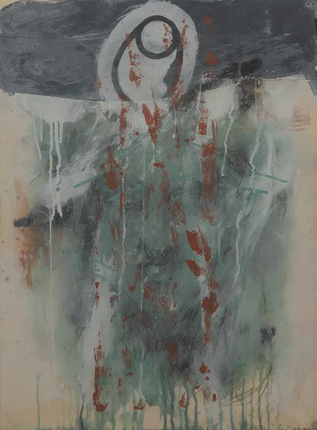 PETER HAHNE (FÖDD 1955). Komposition, blandteknik, signerad.