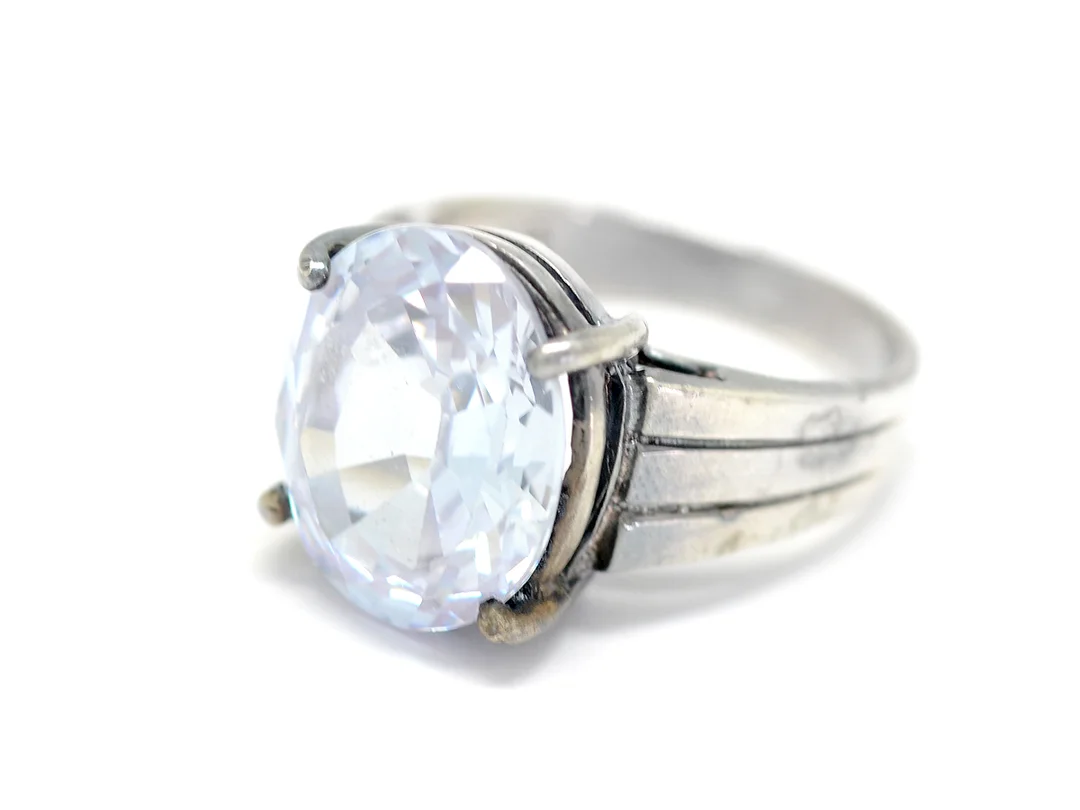 RING, sterling silver, färgat kristallglas, stl 18 mm, vikt 8,6 g. — Smycken/Ring — Kaplans