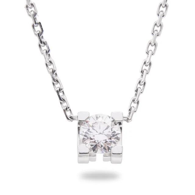 CARTIER. “C de Cartier” halskæde af 18 kt hvidguld brillantslebet diamant på ca. 0.20 ct.