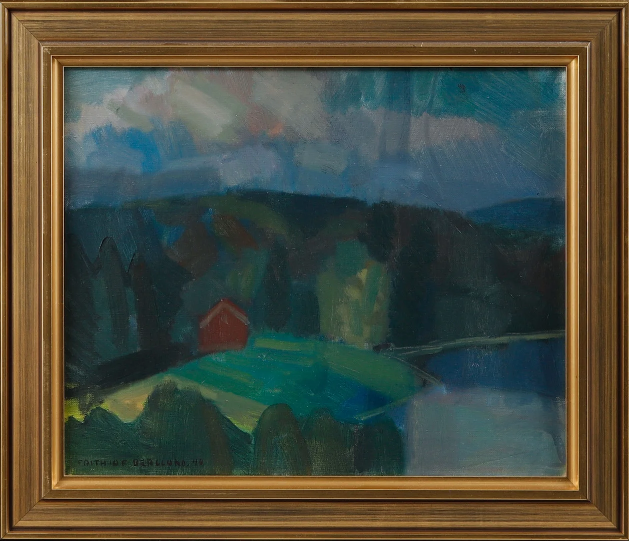 FRITHIOF BERGLUND. Stuga i kustlandskap. Olja på duk, signerad och daterad 49. — Paintings — Göteborgs Auktionsverk