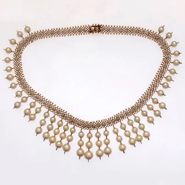 Necklace in gold and pearls, probably Moroccan, around 1960.