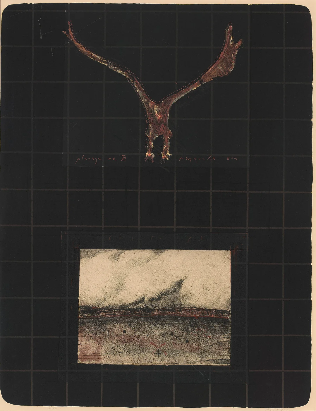 Nupen, Kjell — "Plansje no. (?) flygende ørn" 1982 — Kunst/Grafikk — Blomqvist
