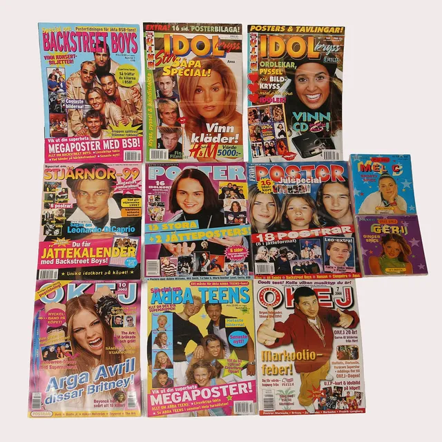 POSTER TIDNINGAR bla Spice Girls, totalt 14 stycken.
