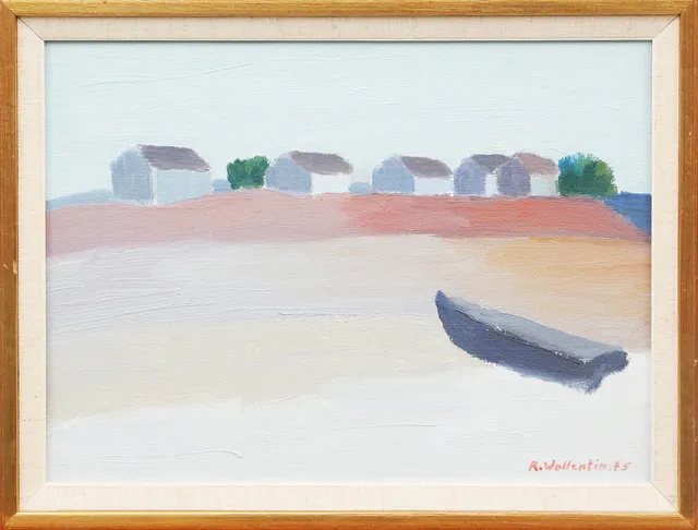 RAYMOND WALLENTIN. OLJA, på duk, Motiv från Byxelkrok, signerad, 1975.