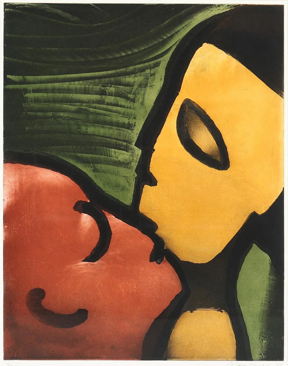 From the portfolio “Sonnets on Dark Love”, 1999–2000. Signed A. H. Sørensen 99/00, 30/40. Etching in colours. Sheet size 73×55 cm. — Modern Prints/Modern art — Bruun Rasmussen