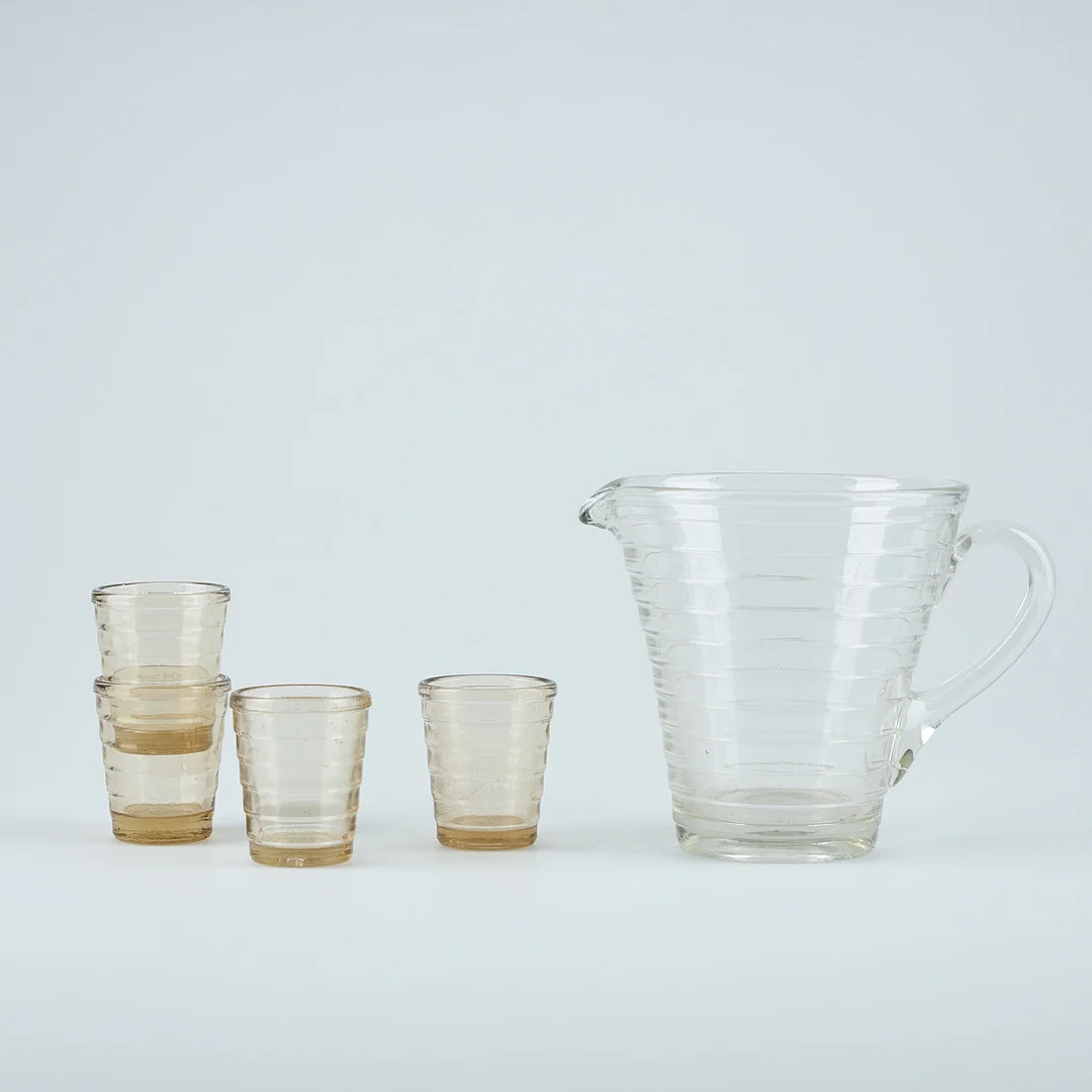 AINO AALTO. KANNA OCH SMÅ GLAS. "Bölgeblick". — Utility glass — Stockholms Auktionsverk Helsinki