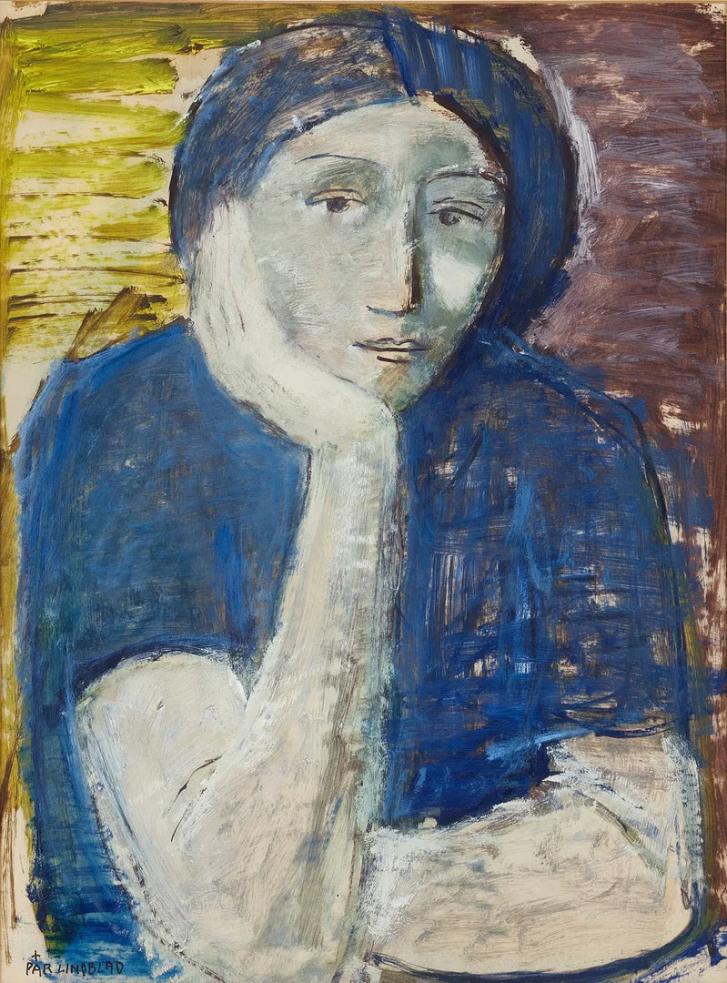 PÄR LINDBLAD (1907-1981). "Fransk kvinna", signerad Pär lindblad, blandteknik på papper. — Paintings — Crafoord Auktioner Stockholm