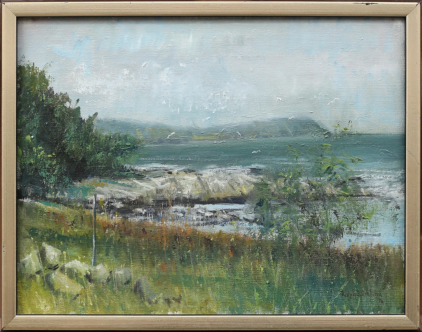 RALPH BJÖRKLUND. "En skymt av Stenshuvud", olja på duk, signerad. — Paintings — Garpenhus Auktioner
