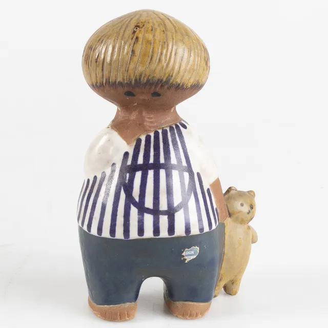 LISA LARSON. Figurin, stengods, "Malin", ur serien Larsons ungar, Gustavsberg.