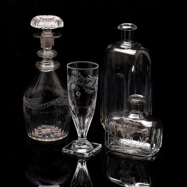 PLUNTOR, KARAFF, samt GLAS, 1800-tal.