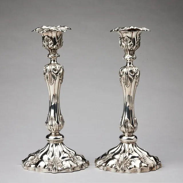 CHRISTIAN HAMMER. Ljusstakar, 1 par, silver.