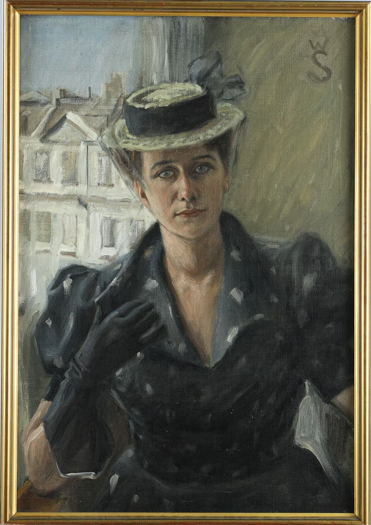 BERTRAM SCHMITERLÖW (SVERIGE, 1920-2002). Porträtt av kvinna med flor, olja på duk. — Paintings — Stockholms Auktionsverk Helsingborg