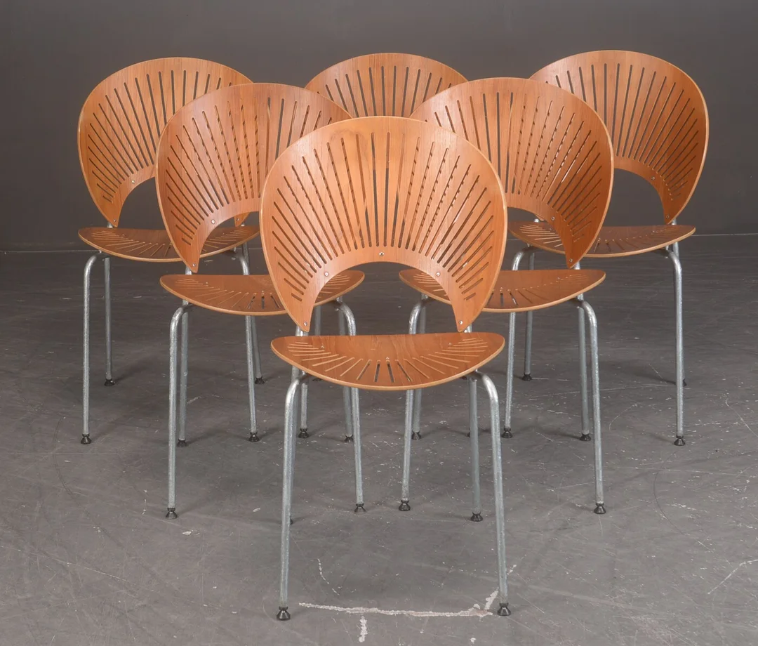 Nanna Ditzel. Sæt på seks 'Trinidad' stole, model 3298 (6) — Furniture/Chairs — Lauritz