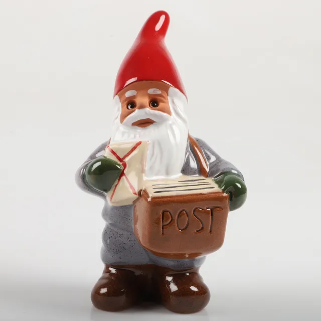 ROLF BERG. Figurin, tomte med brev, glaserad keramik, Torshälla.