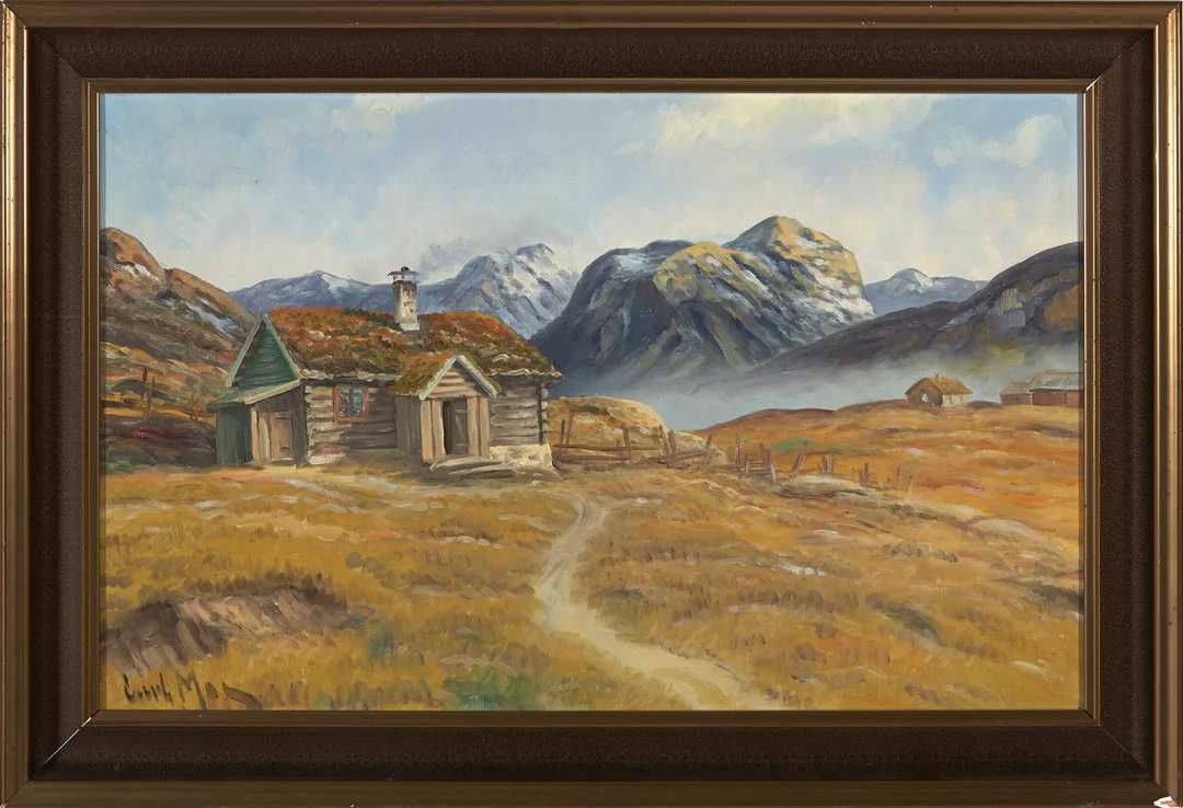 Moe, Carl — Fjellhytte, — Kunst/Maleri — Blomqvist