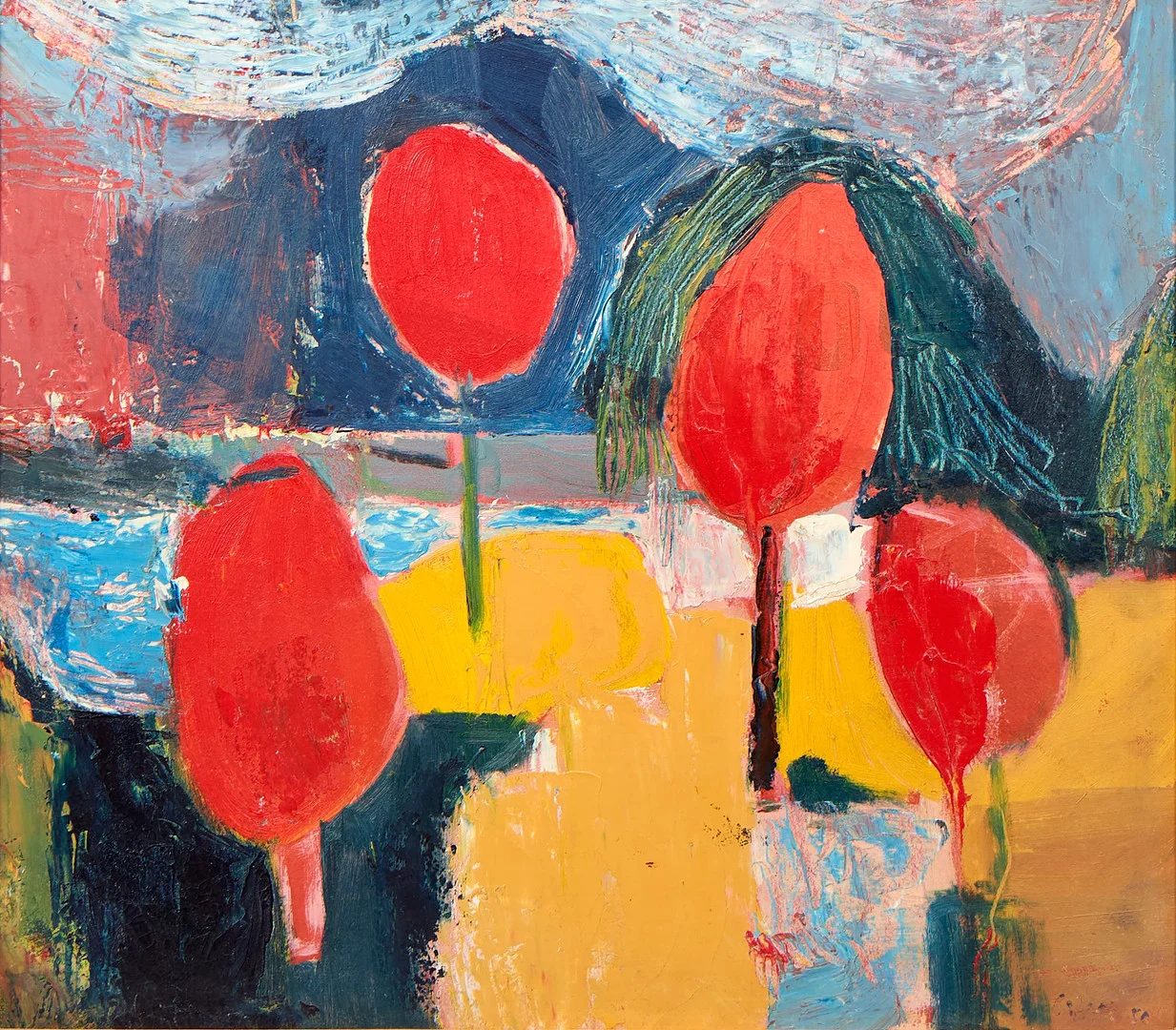 VALTER GIBSON. TILLSKRIVEN. Röda träd. — Paintings — Uppsala Auktionskammare