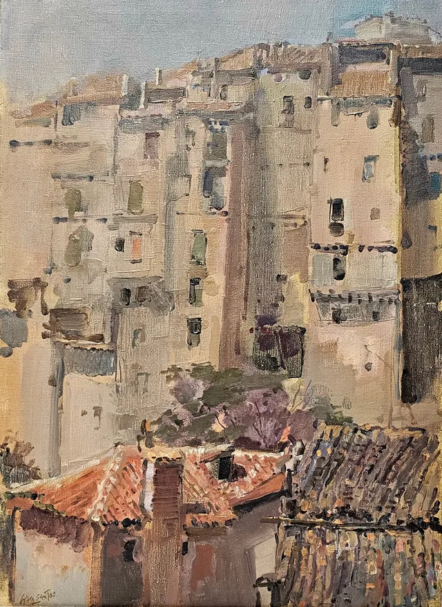 JULIÁN GRAU SANTOS. "BARRIO DE SAN MARTIN", CUENCA, ÓLEO SOBRE TELA,FIRMADO ÁNGULO INFERIOR IZQUIERDO.