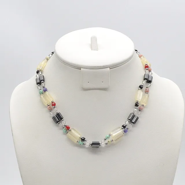 BUNTES MURANO GLAS COLLIER, MIT MAGNETISCHEN PERLEN, VINTAGE, CA. 88CM.